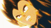 a close up of a cartoon character 's face with fire coming out of it .