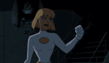 a cartoon of a woman in a white superhero outfit