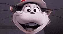 a cartoon cat in a top hat is smiling