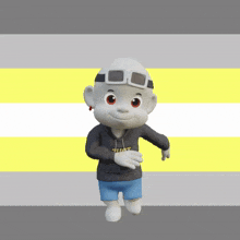 a cartoon character wearing sunglasses and a hoodie that says giant