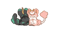 a cartoon of two animals laying next to each other
