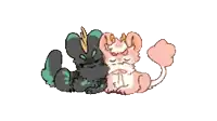 a cartoon of two animals laying next to each other