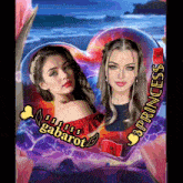 a picture of two women with the words princess written on it