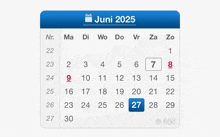 a calendar for the month of june shows the date as 27th