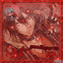 a picture of a boy with the words goodbye written in red