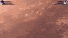 a video game character is flying through the air while holding a gun .