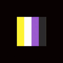 a cube with purple yellow and black stripes on a black background