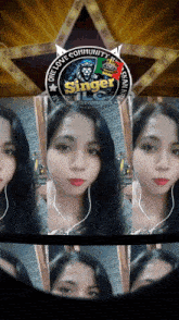 a picture of a woman with a logo that says " die love community singer "