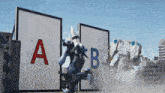 a robot with the letter a on it