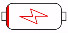a white battery with a red lightning bolt on it .