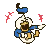 donald duck is laughing and pointing at something .