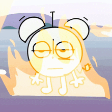 a cartoon drawing of an alarm clock with the word eee written on it