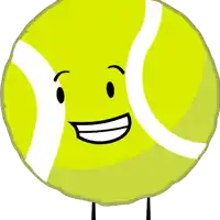 a cartoon drawing of a tennis ball with a smile on its face