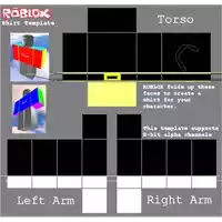 a roblox shirt template shows the torso and the left arm