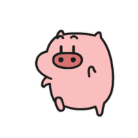 a cartoon pig is holding a red heart in front of its eyes