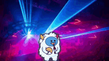 a cartoon drawing of a yeti with a bottle in its mouth