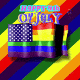 a happy 4th of july poster with a rainbow flag