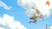 a cartoon character is flying through the air with a nickelodeon logo on the bottom