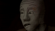 a close up of a drawing of a man 's face with a surprised look on his face