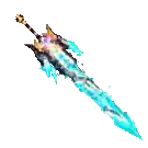 a sword with a blue blade on a white background