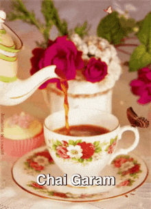 चाय गरम सुबह सुप्रभात शुभ प्रभात GIF - Chay Chai Garam GIFs
