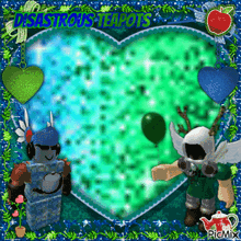 a picture of two roblox characters in front of a heart with the words usastrous teapots