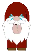 a pixel art drawing of a gnome with tears on his face