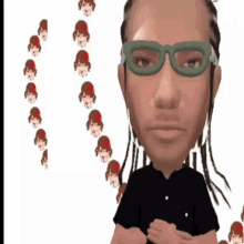 a cartoon of a man with dreadlocks wearing glasses