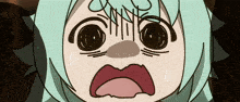 a close up of a cartoon character with a surprised look on his face