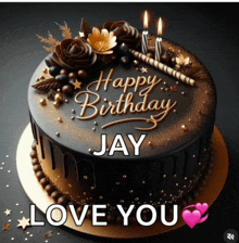 a birthday cake with the name jay written on it