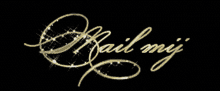 a black background with the word bail mij in gold