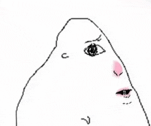 a black and white drawing of a person 's face with a triangle shaped face .