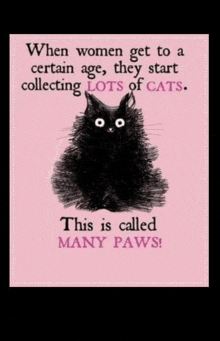 when women get to a certain age they start collecting lots of cats this is called many paws !