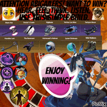 a picture of a girl with a speech bubble that says " enjoy winning "