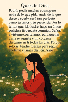 a cartoon of a woman praying in spanish