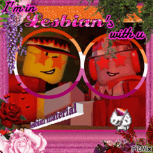 a picture of two lego characters says i 'm in lesbian 's with a