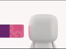 a cartoon character is wearing a purple hat and a pink shirt .