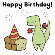 Happy Birthday Fireworks GIF - Happy Birthday Fireworks Dinosaur GIFs