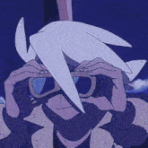 a cartoon character looking through binoculars at something