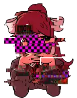 a cartoon drawing of a girl with a ponytail and a checkered mask with the word faith visible