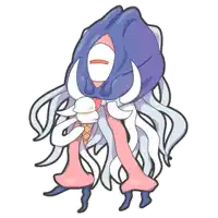 a cartoon drawing of an octopus holding a ice cream cone