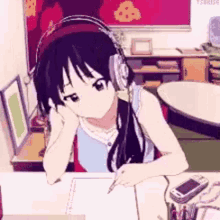 Anime Girl Listening Music On Headphones Stock Illustration 511103464   Shutterstock