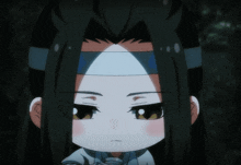 a cartoon character with long hair and a bandage on his head