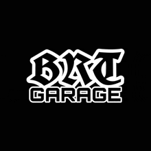 a black background with a white logo that says dat garage