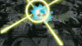a cartoon character is surrounded by a glowing circle