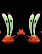a crab with a crown on its head stands next to another crab with a crown on its head