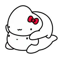 a cartoon character with a red bow on his head
