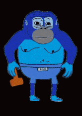 a cartoon of a gorilla holding a hammer with the word rom on it