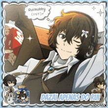 a picture of a boy with a speech bubble that says rui hubby