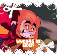 a picture of a monkey with the words wukong de eider written on it